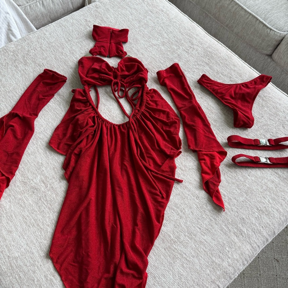 Red Fairy Goddess Rave Set - Picture 8 of 14